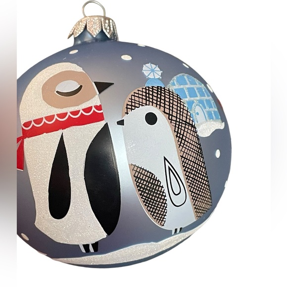 Suzy Ultman Crate And Barrel 2013 Birds Glass Ornament Original Wooden Box - Picture 4 of 8